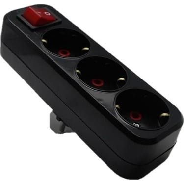 Mutlusan Plus Üçlü Topraklı Düz Tip Fiş-Priz Siyah