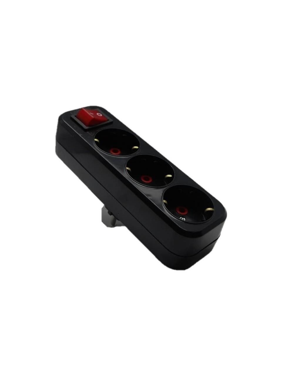 Mutlusan Plus Üçlü Fiş-Priz Düz Tip Anah. Siyah