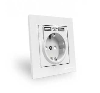 Mutlusan Rita İkili Usb li Topraklı Priz Beyaz