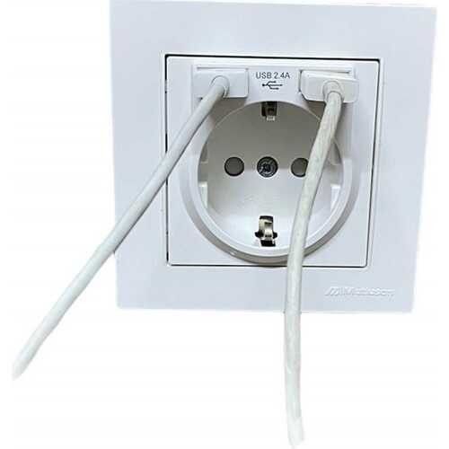 Mutlusan Rita İkili Usb li Topraklı Priz Beyaz