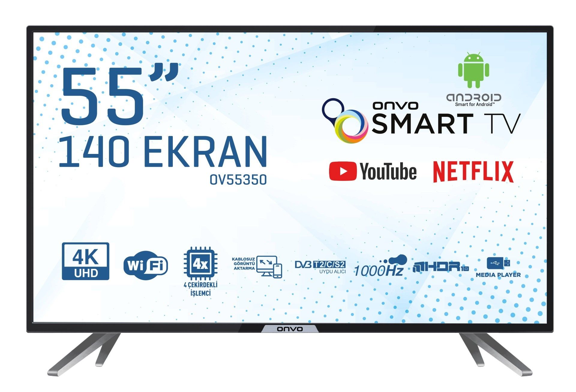 Onvo OV55350 55" 140 Ekran Uydulu Android 4K Smart