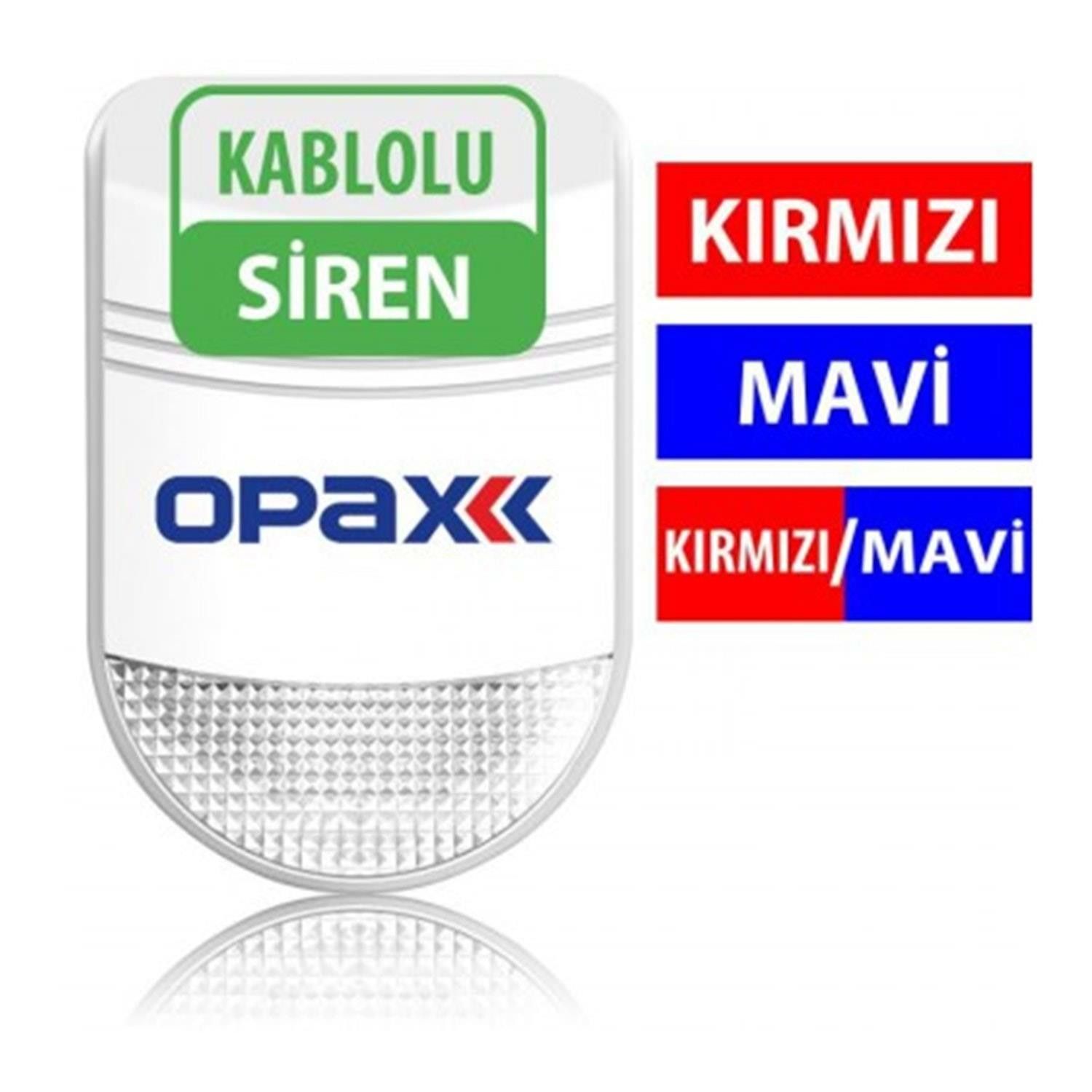 Opax BGR-10 Kablolu Kırmızı Mavi Siren