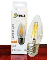 Orbus 4W E27 400 Lm B35 Sarı Filament Led Ampul