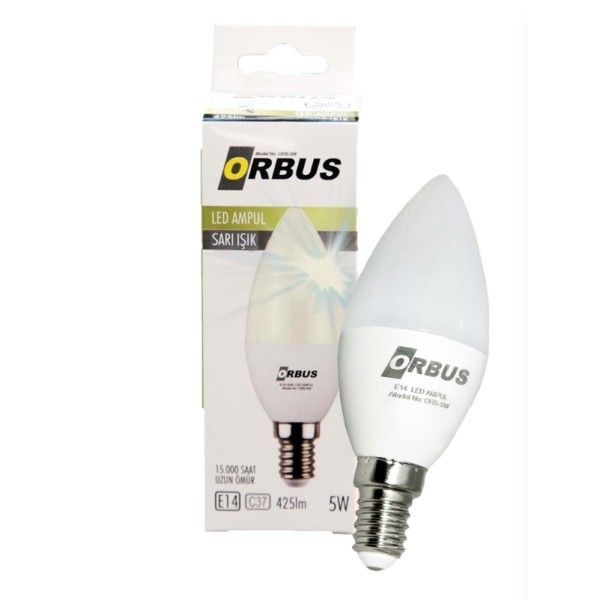 Orbus 5W E14 400 Lm Sarı Led Mum Ampul