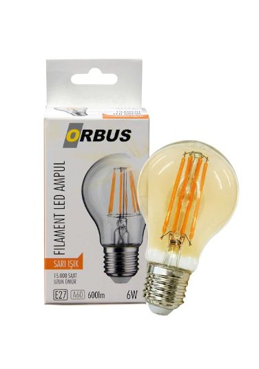 Orbus 6W E27 540 Lm A60 Sarı Filament Led Ampul