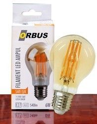Orbus 6W E27 540 Lm A60 Sarı Filament Led Ampul