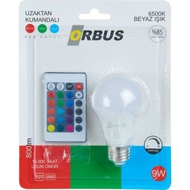Orbus 9W Kumandalı RGB Led Ampul