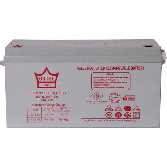Ortec 12V 150Ah Jel Akü