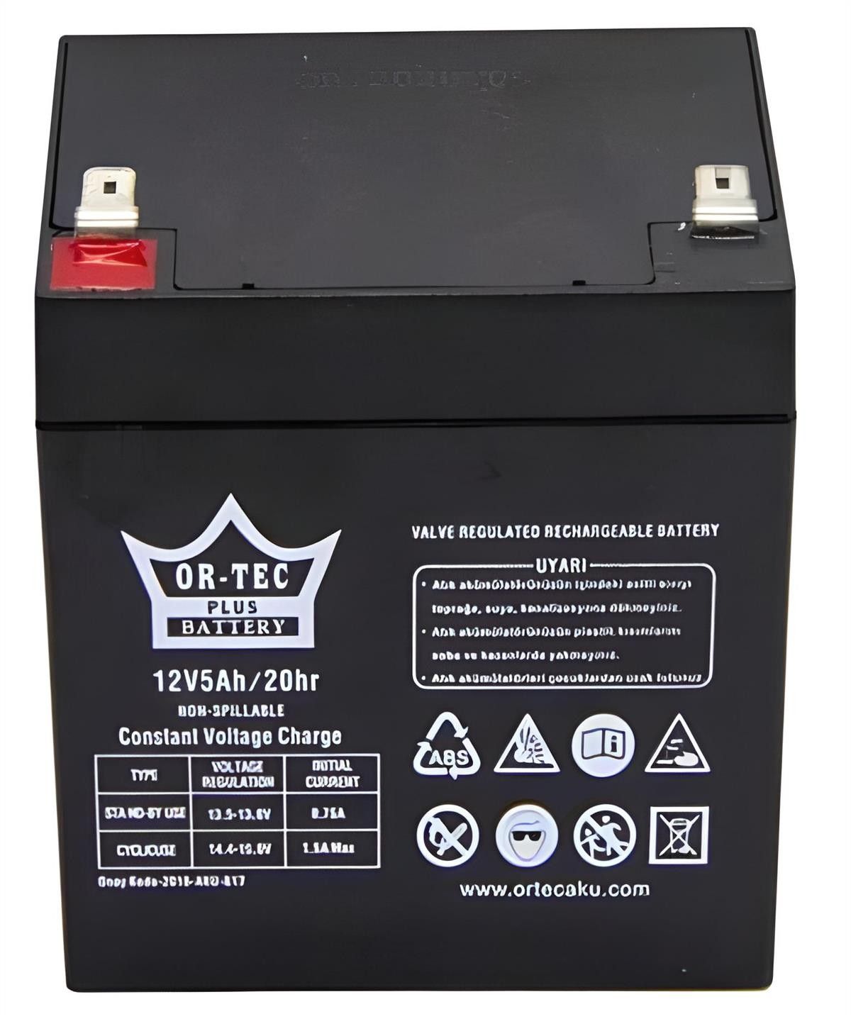 Ortec 12V 5Ah Bakımsız Kuru Akü