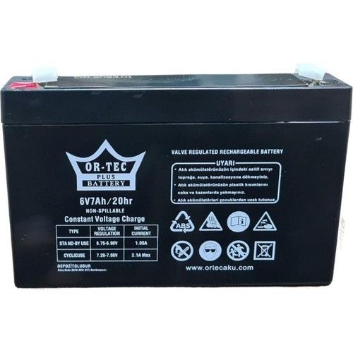 Ortec 6V 7A  Bakımsız Kuru Akü