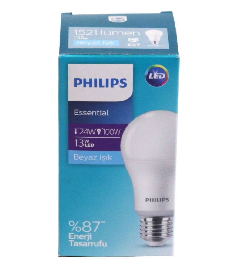 Philips Essential 13W E27 6500K Beyaz Led Ampul