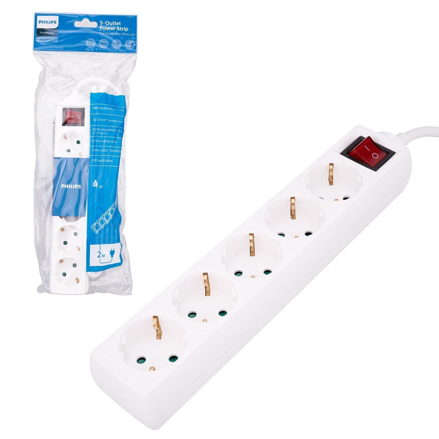 Philips SPS1050A Beşli 2m. ÇK Anahtarlı Grup Priz