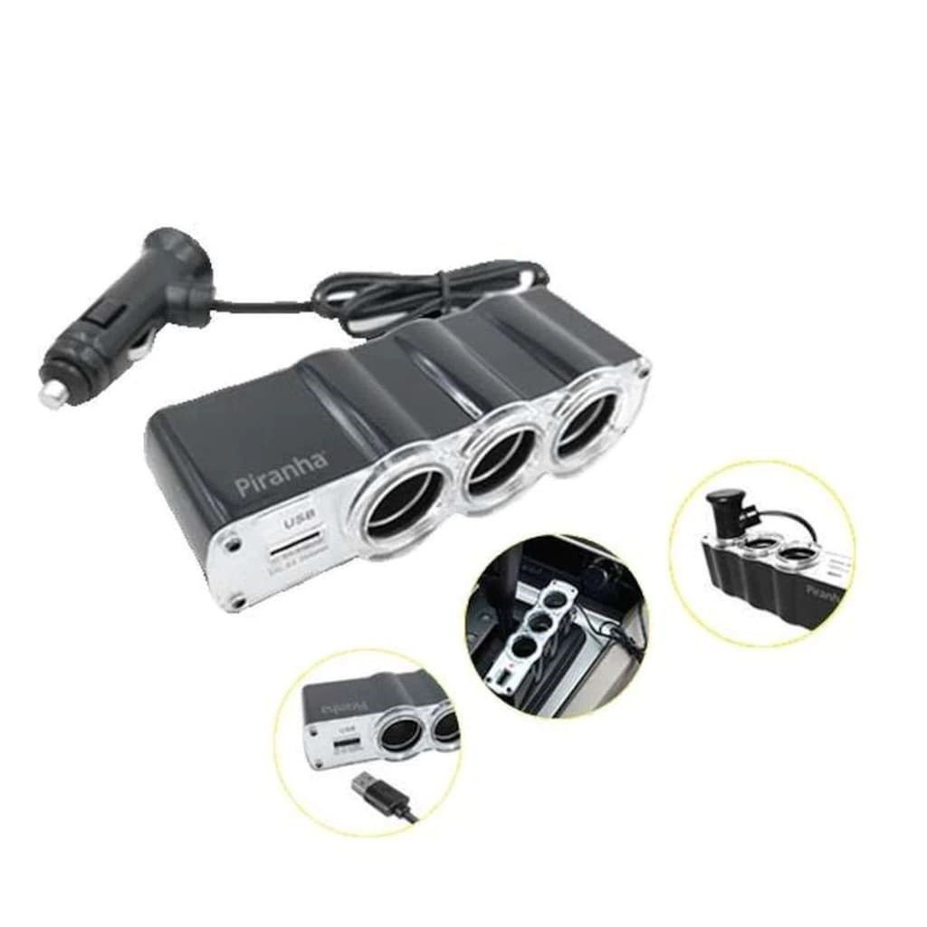 Piranha 3379 12/24V USB Oto Çakmak Çoklayıcı