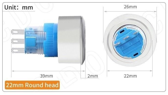 Plastik Buton Kalıcı 22mm 24V Kırmızı Ledli
