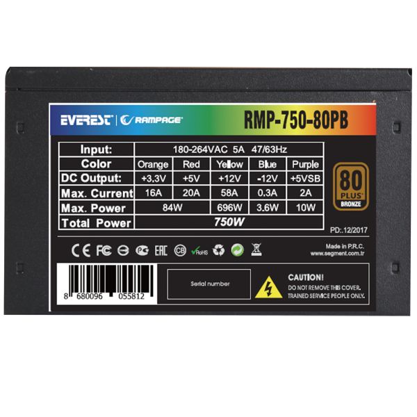 Rampage RMP-750-80PB 750W 14cm Fan 80+Power Supply