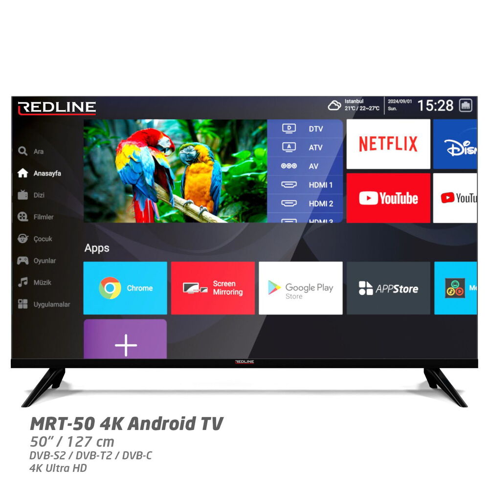 Redline GRT-50 50" 127cm 4K UHD Led Google Tv