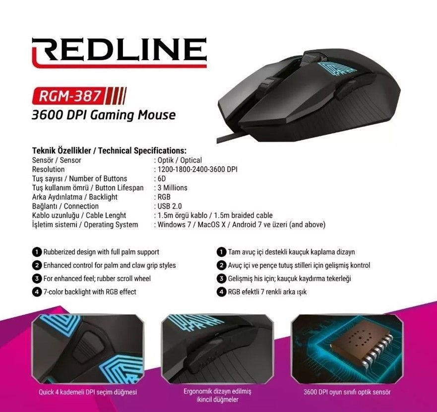 Redline RGM-387 Oyuncu Mouse RGB
