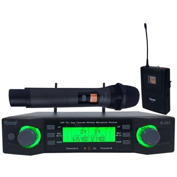 Roof R-203 1 El 1 Yaka 2 Kanal UHF Kablosuz Mikrof
