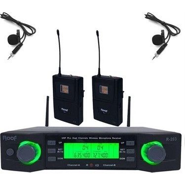 Roof R-203 2 Yaka 2 Kanal UHF Kablosuz Mikrofon