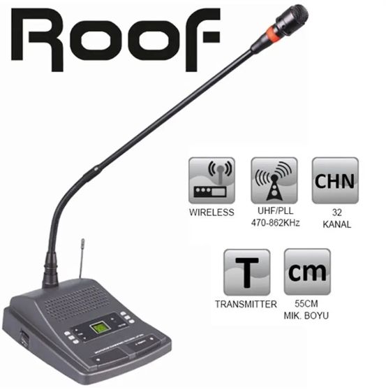 Roof R-621D Gold Uhf 1 Kürsü Kablosuz Mikrofon
