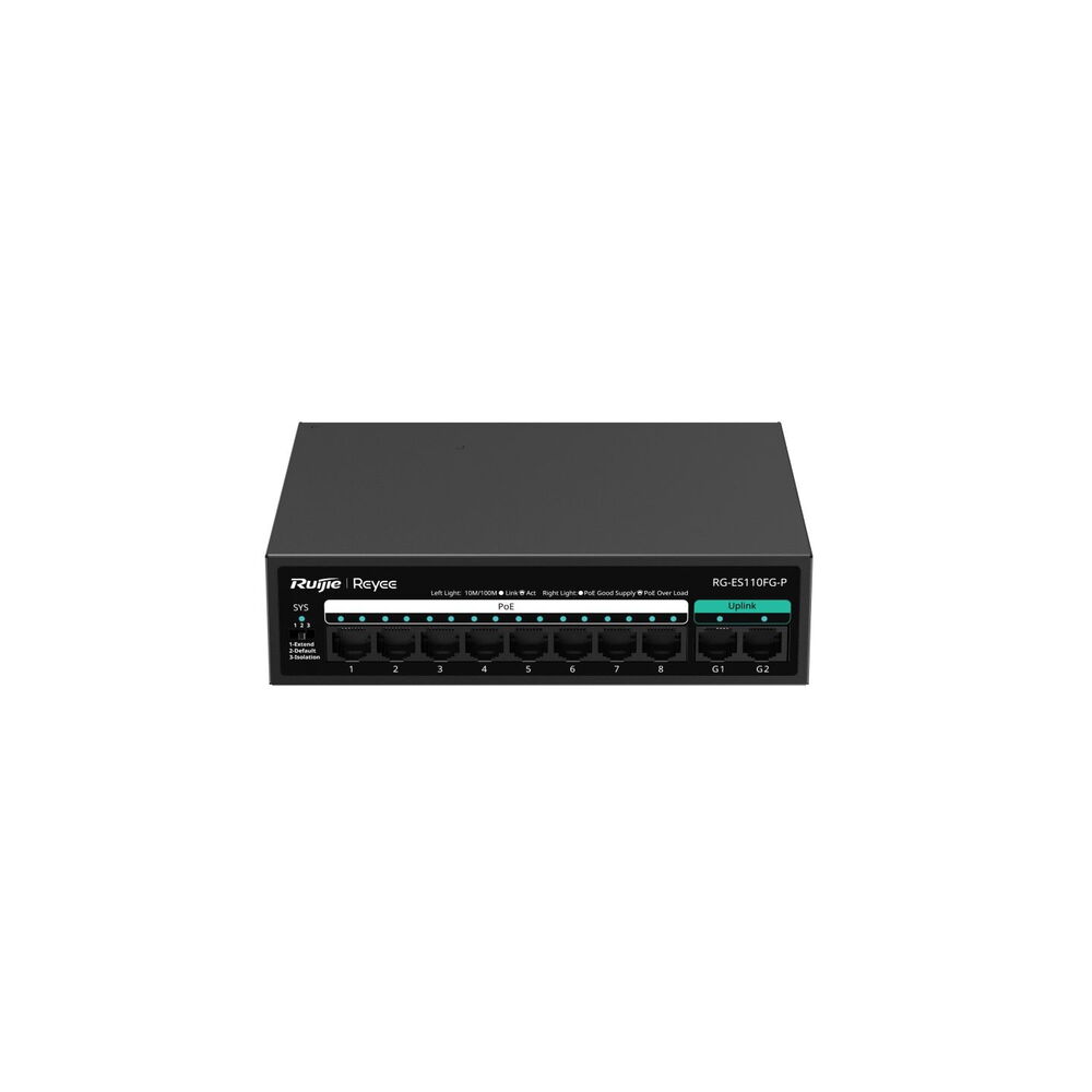 Ruijie RG-ES110FG-P  8 Port 10/100 2XGB PoE Switch