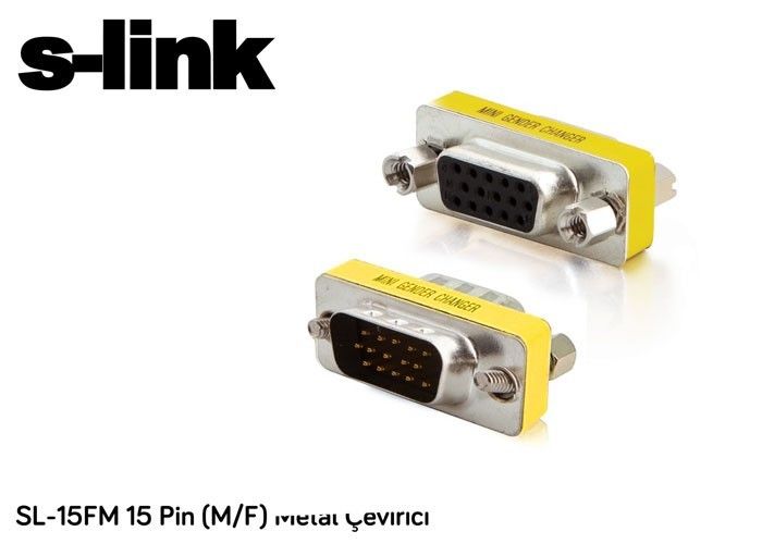 S-link SL-15FM 15 Pin VGA Dişi-Erkek Metal Çeviric