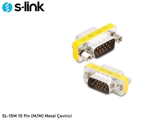 S-link SL-15M 15 Pin VGA Erkek-Erkek Metal Çeviric
