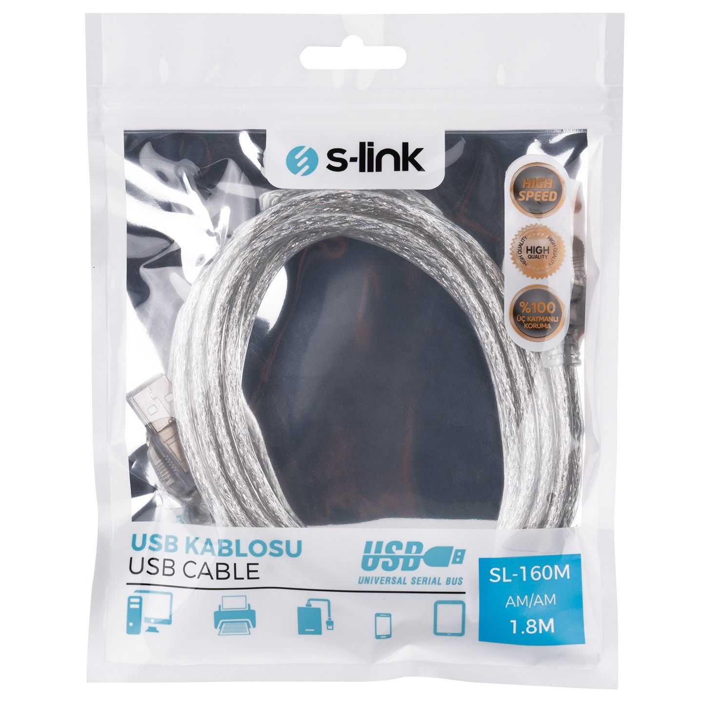 S-Link SL-160M USB Kablosu AM/AM 1.8m