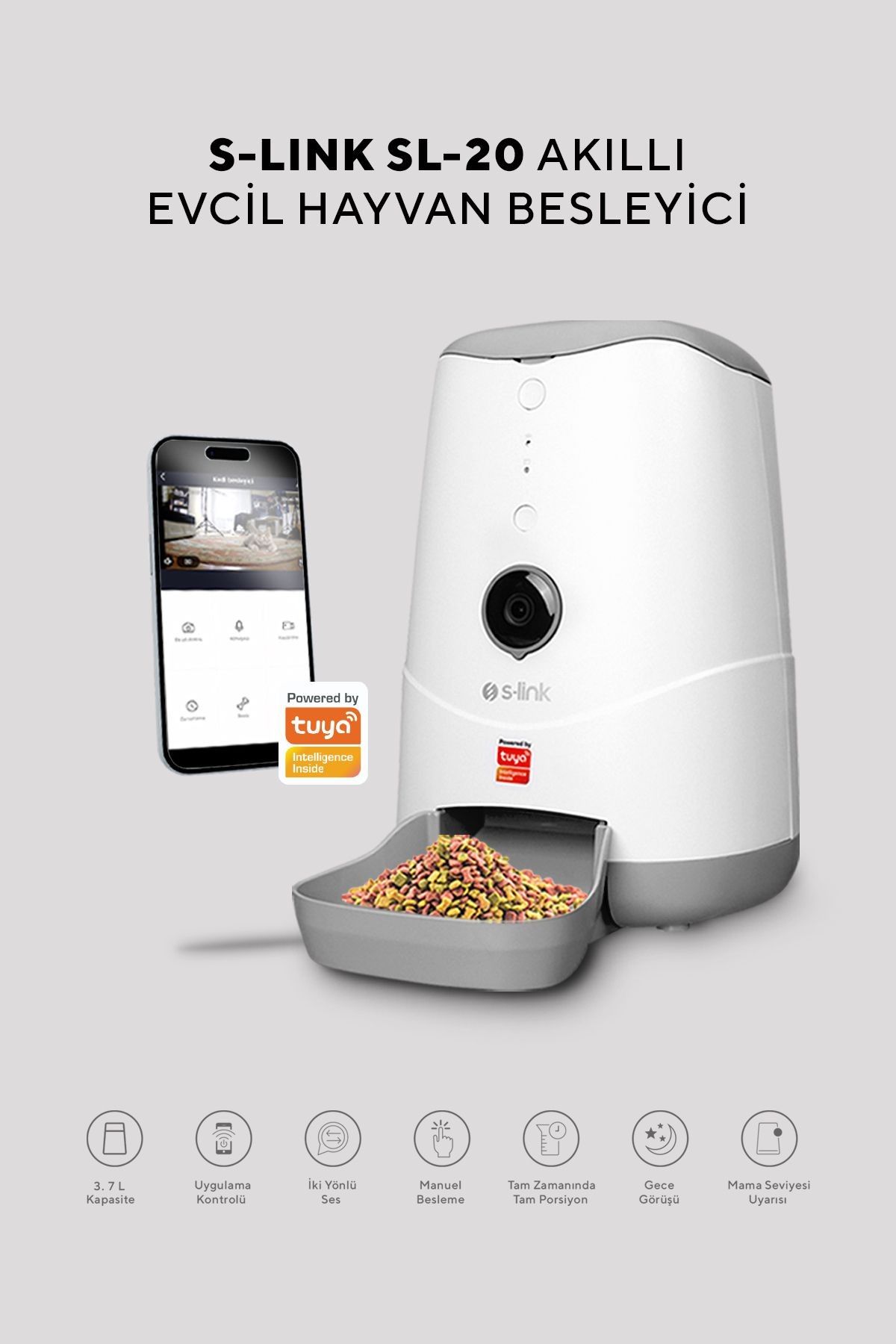 S-link SL-20 Kameralı Otomatik Mama Kabı