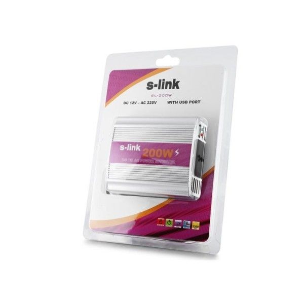 S-Link SL-200W 200W DC 12V-230V Çakmaktan İnvertör