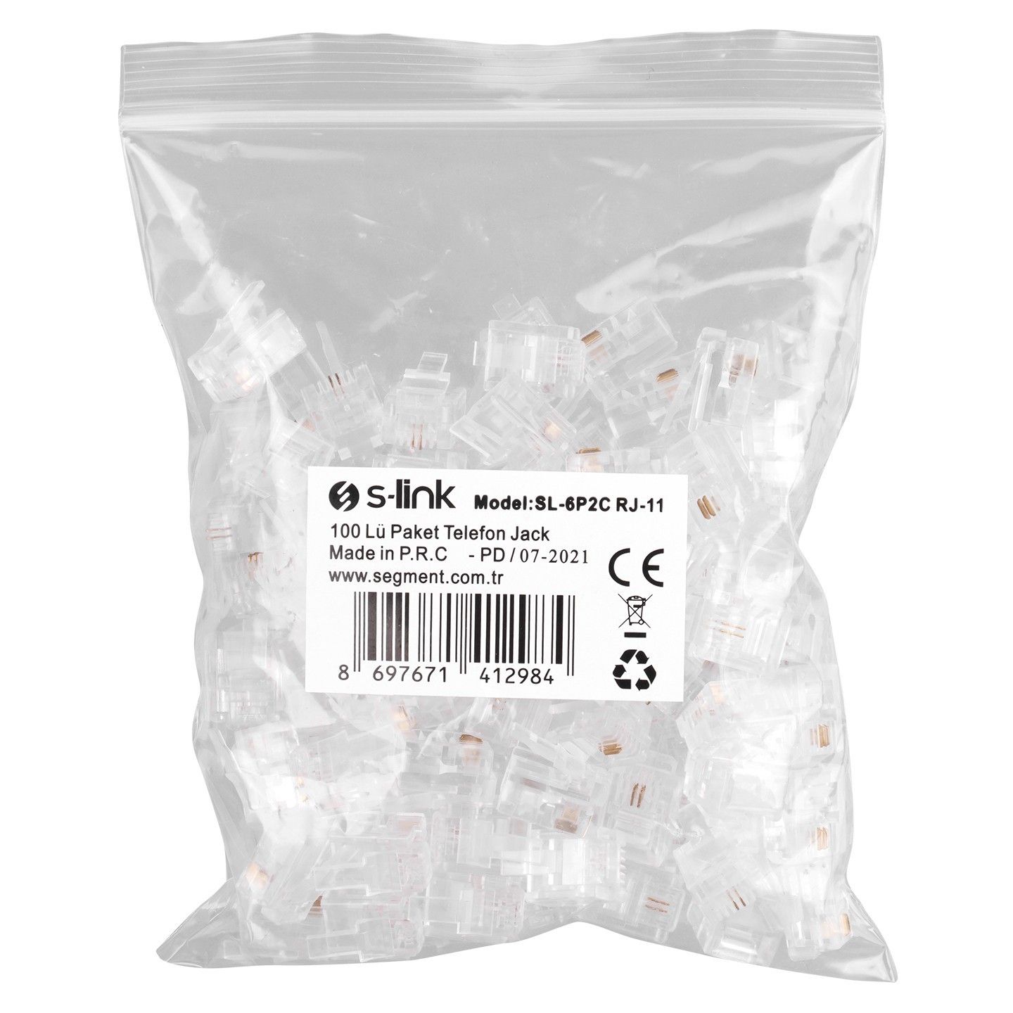 S-Link SL-6P2C RJ11 Telefon Jack (100 lü Paket)