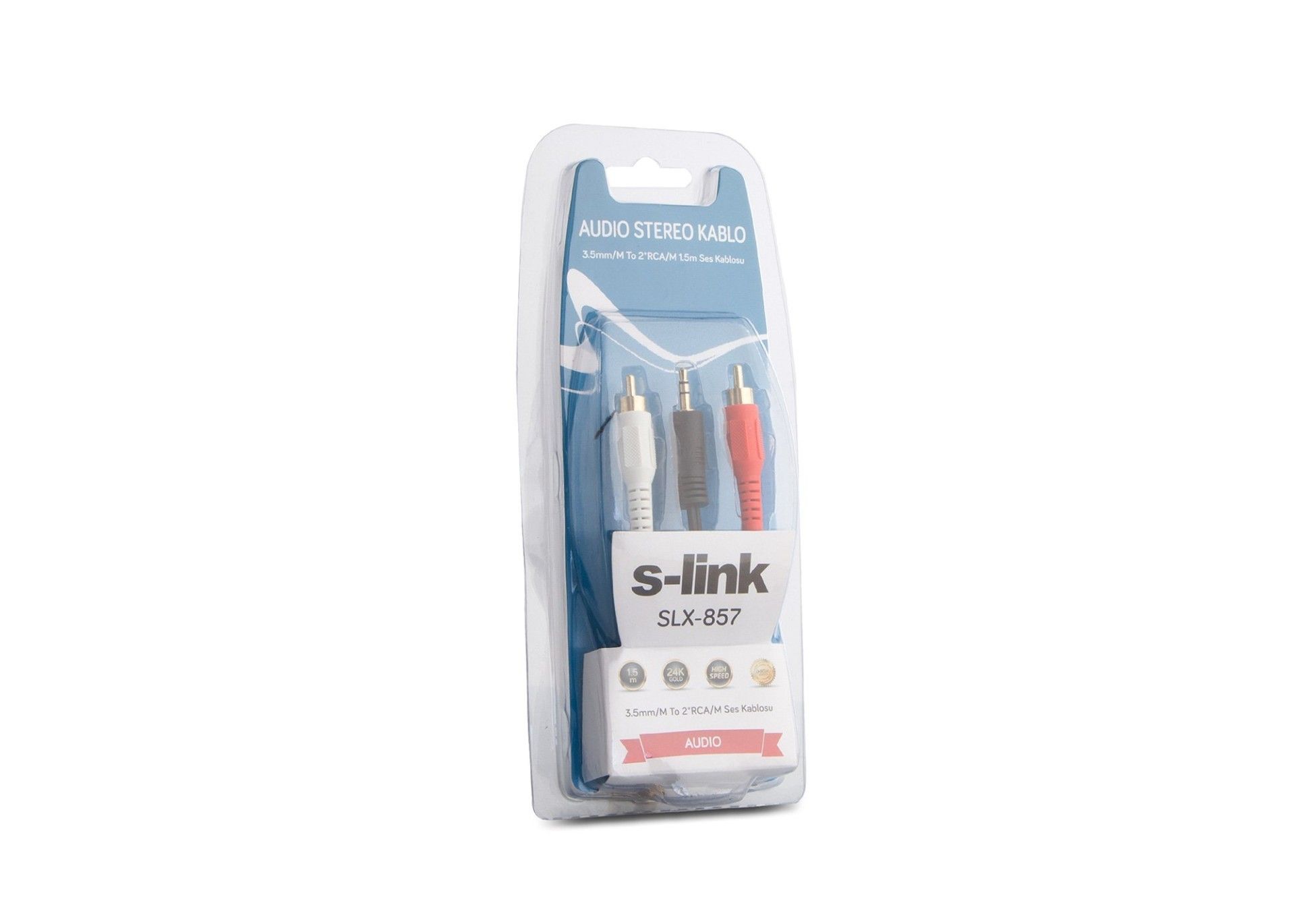 S-Link SL-857 3.5mm Stereo 2 Rca Kablo 1.5m