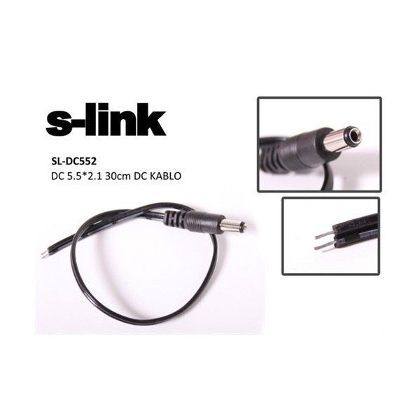 S-Link SL-DC552 5.5x2.1mm 30cm Erkek Kamera Kablo