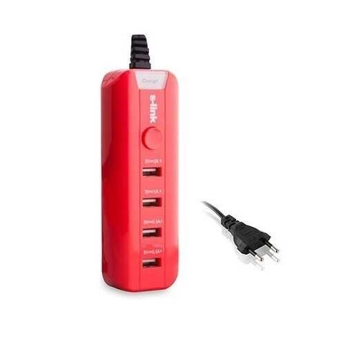 S-Link SL-M4 4000mAh 4xUsb Port Kırmızı Şarj Adapt