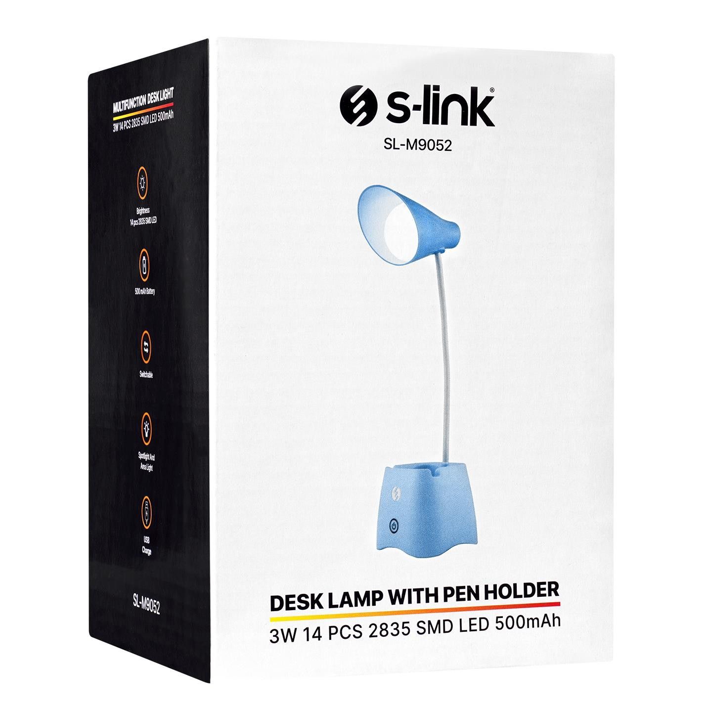 S-Link SL-M9052 Mavi Ledli Kalemlikli Masa Lambası