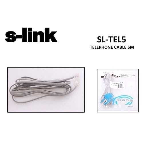 S-Link SL-TEL5 5m İki Tarafı Jaklı Tel. Kablosu