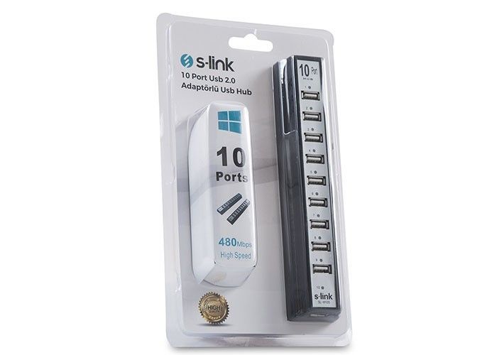 S-Link SL-U110 10 Port Usb 2.0 Adaptörlü Usb Hub