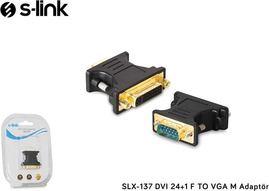 S-Link SLX-137 Dvi 24+1 Dişi Vga Erkek Adaptör