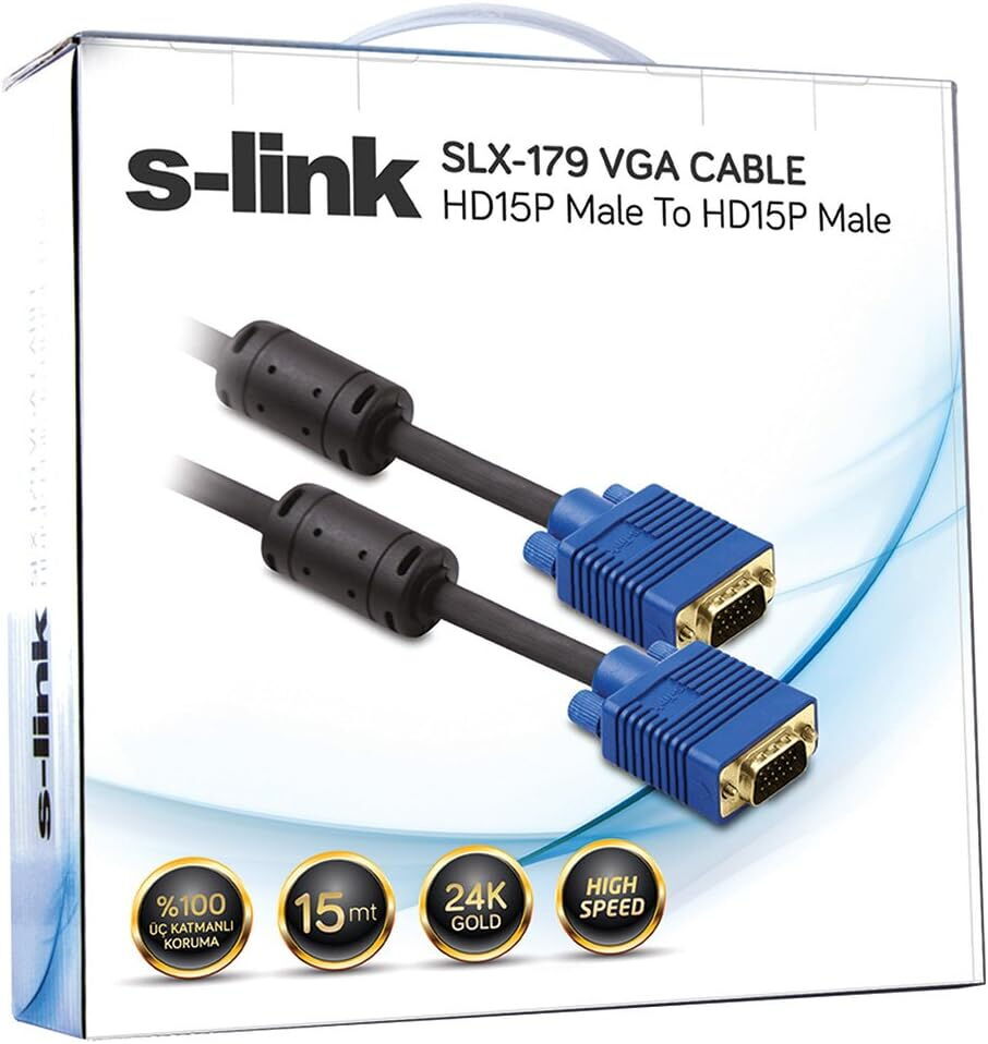 S-Link SLX-179 Dişi-Dişi Vga Kablo 15m
