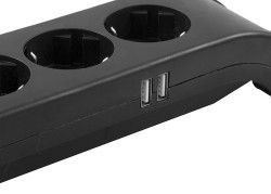 S-Link SPG3041 2m Siyah 3x1.5mm 4 lü Akım Kor.Priz