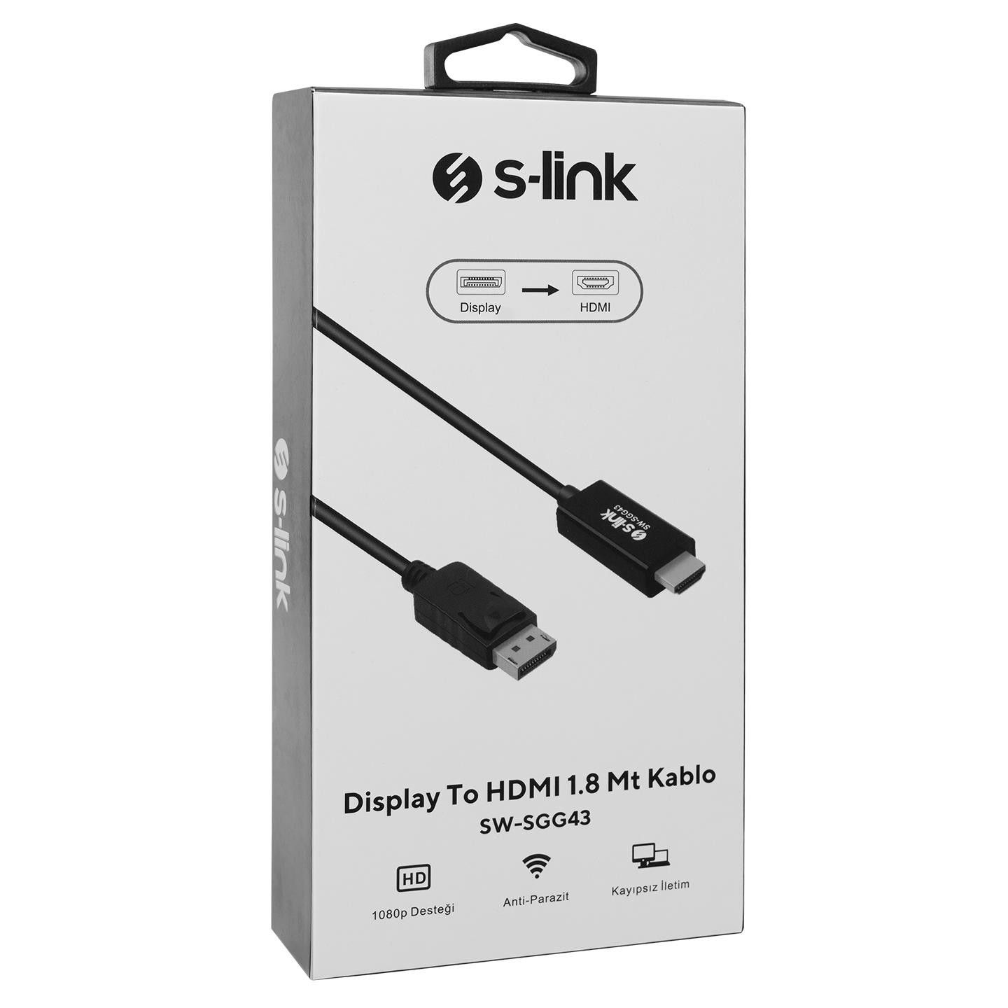 S-Link SW-SGG43 Display To Hdmi Kablo 1.8 Mt