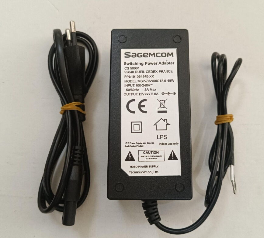 Sagemcom 12V 5A 48W 5.5x2.5mm Masa Tipi Adaptör