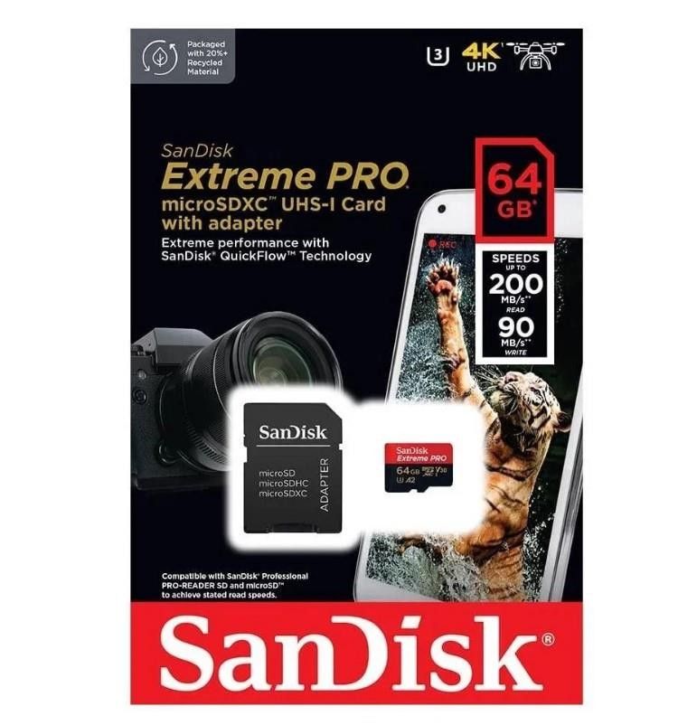 Sandisk Extreme Pro 64Gb MicroSDXC UHS-I Hafıza