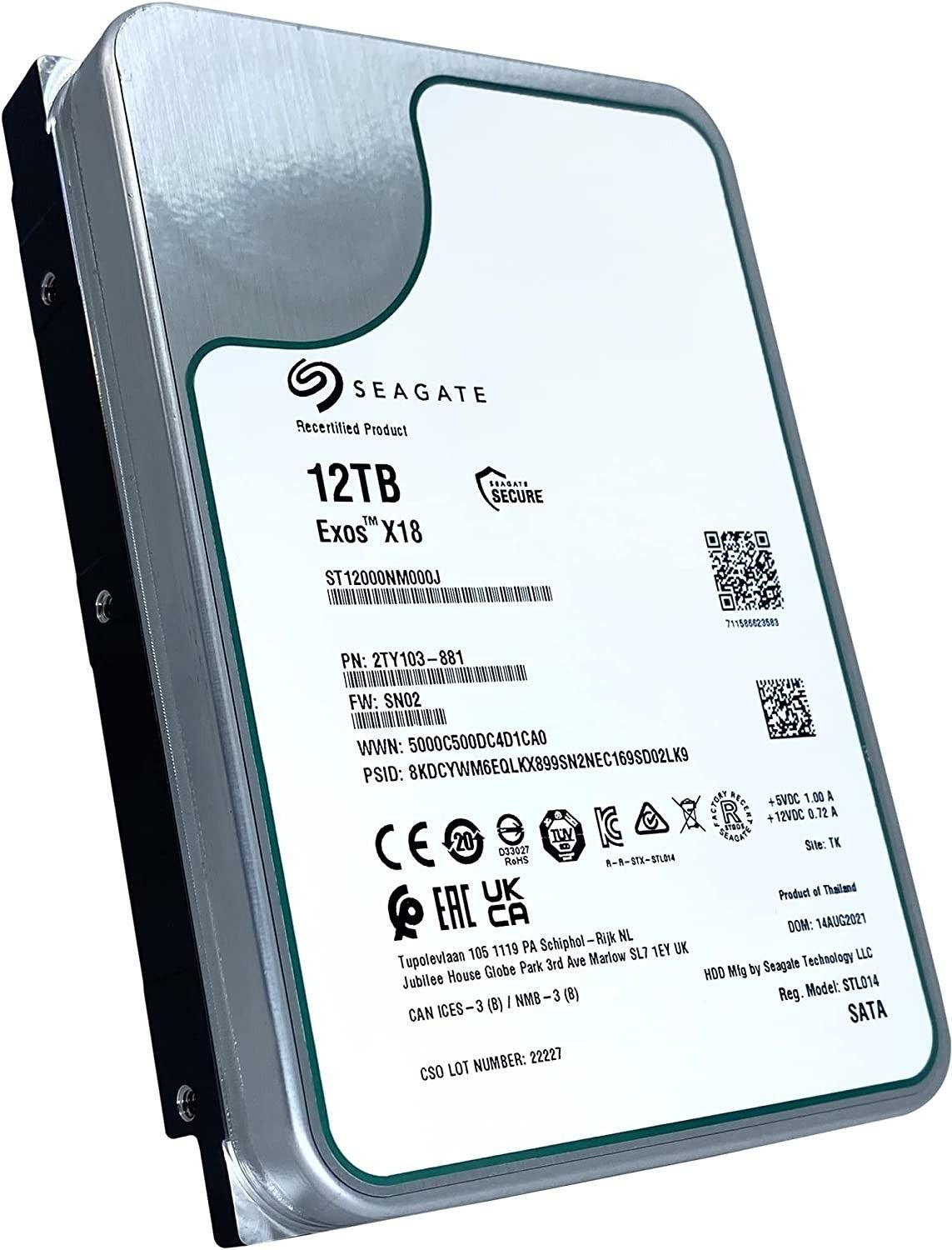Seagate 3.5" EXOS X18 12Tb 7200Rpm 256Mb Hdd