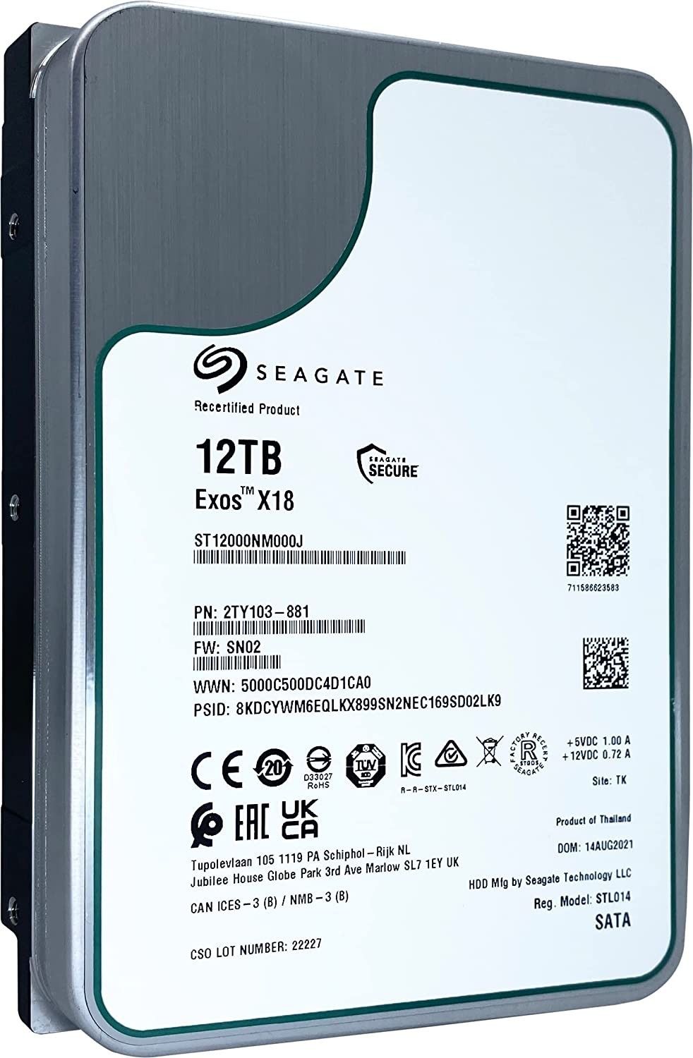 Seagate 3.5" EXOS X18 12Tb 7200Rpm 256Mb Hdd