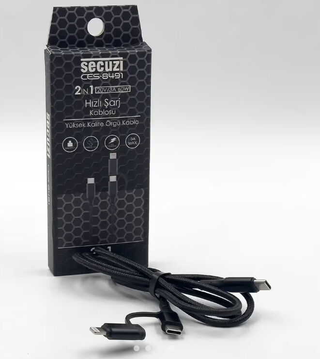 Secuzi CES-8491 2in1 60W Type-C Hızlı Şarj Kablosu