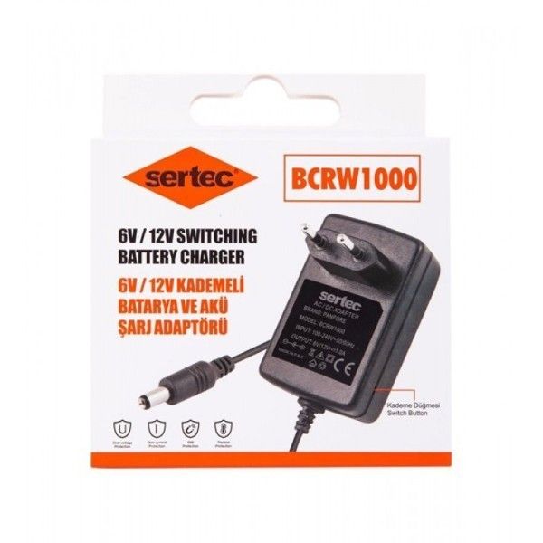 Sertec BCRW1000 6V/12V 1A Kademeli Akü Şarj Adaptö