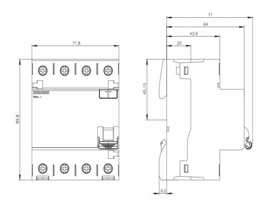 Siemens 5SV3647-6 3x80A 300mA 3 Faz Kaçak Akım Röl