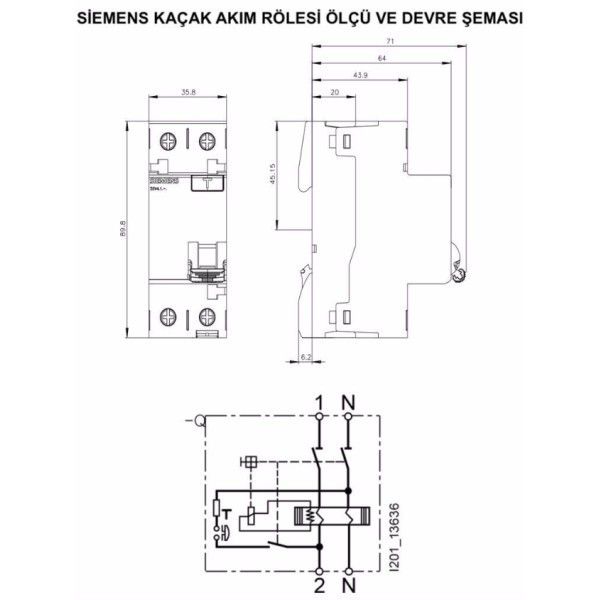 Siemens 5SV5342-6 25A 30mA 4P Kaçak Akım Rölesi