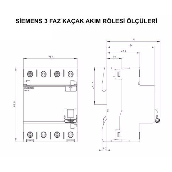 Siemens 5SV5342-6 25A 30mA 4P Kaçak Akım Rölesi